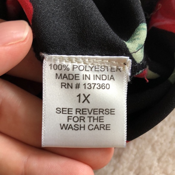 Anthro off the shoulder black dress with red roses - Picture 6 of 9